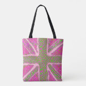 Pink Union Jack Liquid Art, Wild Animal Gemustert Tasche (Rückseite)