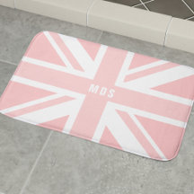 Pink Union Jack UK Flag Monogram Bath Mat