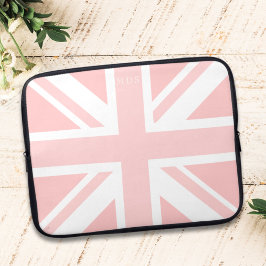 Pink Union Jack UK Flag Monogram Laptop Sleeve
