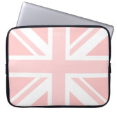 Pink Union Jack UK Flag Monogram Laptop Sleeve (Vorderseite)