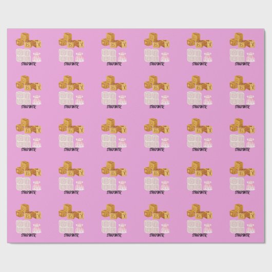 Pink Unique Baby Girl Dice Babydusche Geschenkpapier (Flach)