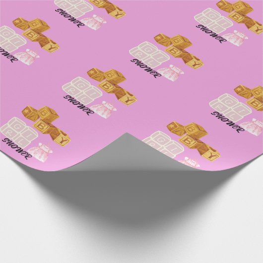 Pink Unique Baby Girl Dice Babydusche Geschenkpapier (Ecke)