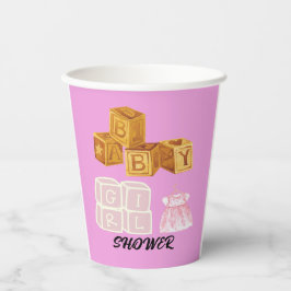 Pink Unique Baby Girl Dice Babydusche Geschenktasc Pappbecher