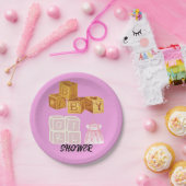 Pink Unique Baby Girl Dice Babydusche Pappteller (Party)