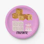 Pink Unique Baby Girl Dice Babydusche Pappteller (Vorderseite)