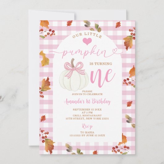 Pink unser kleiner Kürbis dreht einen Herbst Herbs Einladung (Vorderseite)