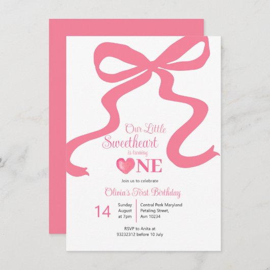 Pink, unser Schatz verwandelt einen Einladung (Vorne/Hinten)