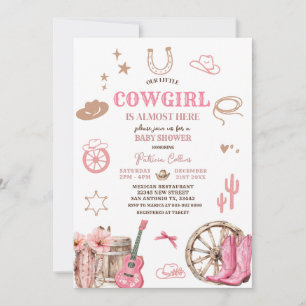 Pink Unsere kleine Cowgirl Wild West Baby Dusche Einladung