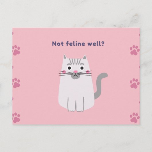 Pink Unwell Cat Icon Gruß Postkarte (Vorderseite)