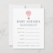 Pink up in Air Baby Shower Guessing Game Card Einladung (Vorderseite)
