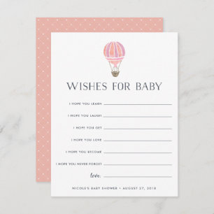 Pink Up in Air Baby Shower Wish Card Einladung