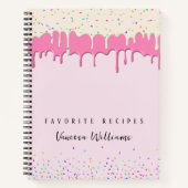Pink Vainilla Frosting Drip & Sprinkle Recipe Notizblock (Vorderseite)