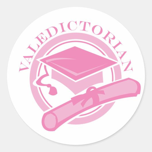 Pink Valedictorian Abschluss Gift Runder Aufkleber (Vorderseite)