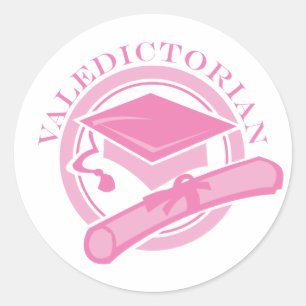 Pink Valedictorian Abschluss Gift Runder Aufkleber