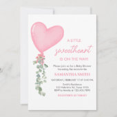 Pink Valentine Balloon Babydusche Einladung (Vorderseite)