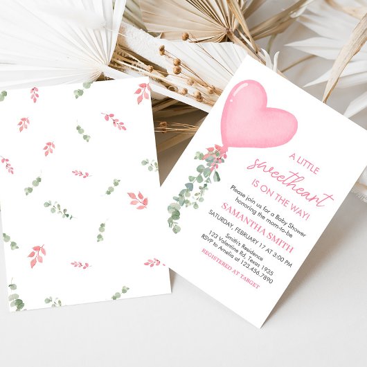 Pink Valentine Balloon Babydusche Einladung