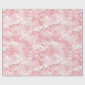 Pink Valentine Clouds Sky with Glowing Hearts Geschenkpapier (Flach)