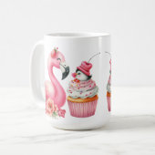 PINK VALENTINE FLAMINGO MIT STRAWBERRY CUPCAKE KAFFEETASSE (Vorderseite Links)