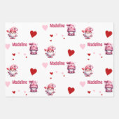 Pink Valentine Gnomes Geschenkpapier Set (Vorderseite)