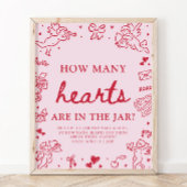 Pink Valentine Guess How Many Hearts Baby Shower  Poster