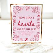 Pink Valentine Guess How Many Hearts Baby Shower  Poster