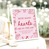 Pink Valentine Guess How Many Hearts Baby Shower  Poster