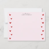 Pink Valentine Heart Border Note Card Einladung (Vorderseite)