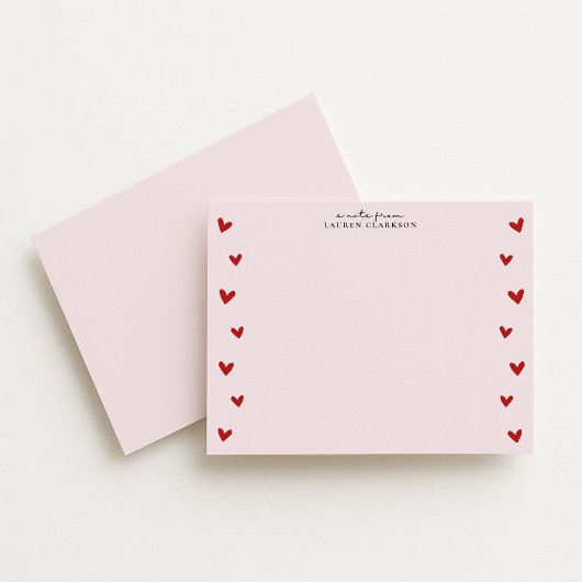 Pink Valentine Heart Border Note Card Einladung