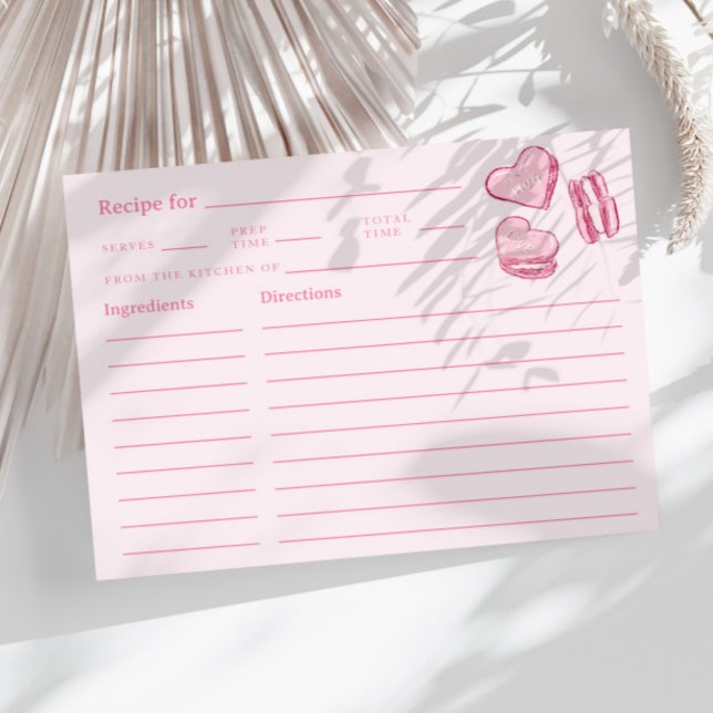 Pink Valentine Hearts Brautparty Rezept Karte (Von Creator hochgeladen)