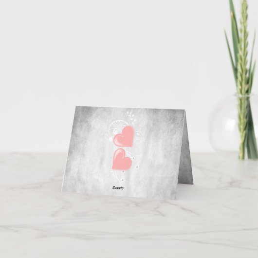 Pink Valentine Hearts Danke Karte (Rückseite)