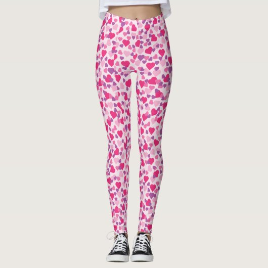Pink Valentine Hearts Leggings (Vorderseite)