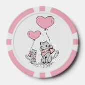 PINK VALENTINE HERZBALLOONS MIT GRAUEN KITTEN POKERCHIPS (Vorderseite)