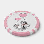 PINK VALENTINE HERZBALLOONS MIT GRAUEN KITTEN POKERCHIPS (Einzeln)
