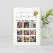 Pink Valentine How Old Were The Bride & Groom Game Einladung (Stehend Vorderseite)