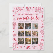 Pink Valentine How Old Were The Parents Game Einladung (Vorderseite)