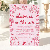 Pink Valentine Love is in the Air Bridal Shower Einladung