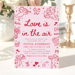 Pink Valentine Love is in the Air Bridal Shower Einladung