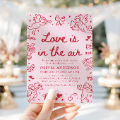 Pink Valentine Love is in the Air Bridal Shower Einladung