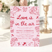 Pink Valentine Love is in the Air Bridal Shower Einladung
