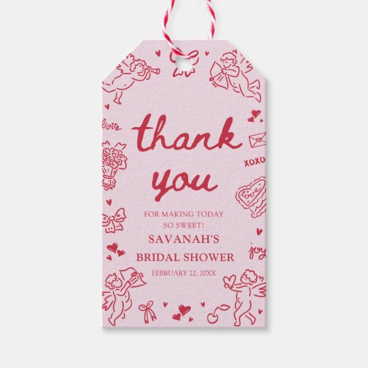 Pink Valentine Love is in the Air Bridal Shower Geschenkanhänger (Vorderseite)