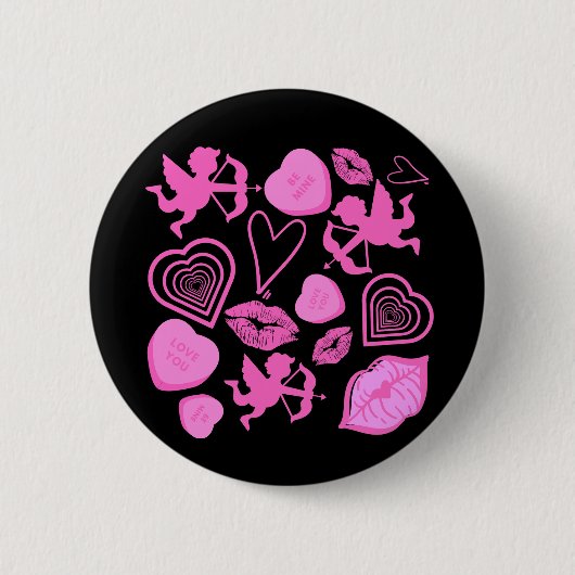 Pink-Valentine-Muster Button (Vorderseite)