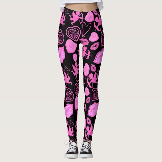 Pink-Valentine-Muster Leggings (Vorderseite)