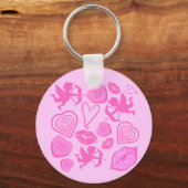 Pink-Valentine-Muster Schlüsselanhänger (Vorderseite)