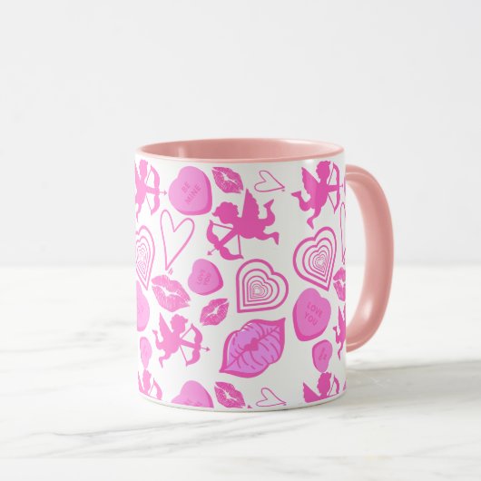 Pink-Valentine-Muster Tasse (VorderseiteRechts)