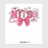 Pink Valentine Nurse, Valentine Coquette Bow Overs Aufkleber (Blatt)