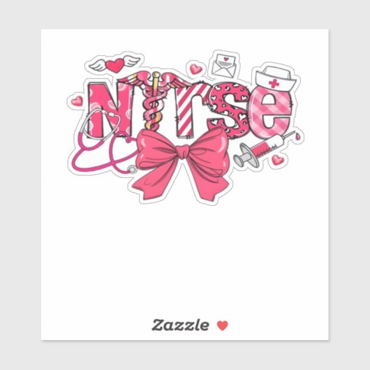 Pink Valentine Nurse, Valentine Coquette Bow Overs Aufkleber (Blatt)