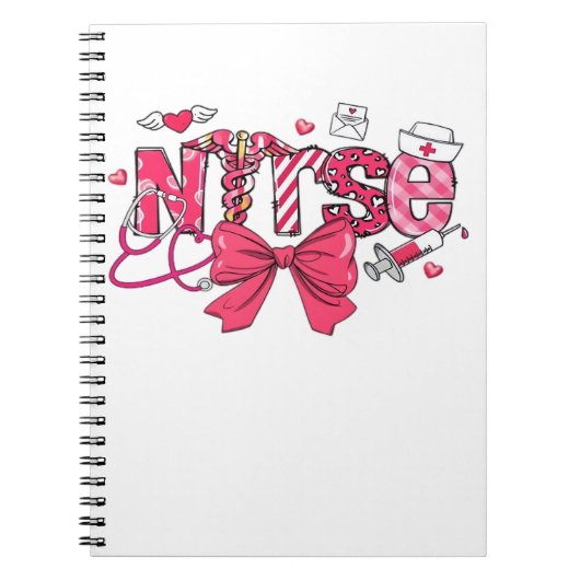 Pink Valentine Nurse, Valentine Coquette Bow Overs Notizblock (Vorderseite)