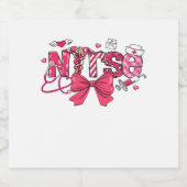 Pink Valentine Nurse, Valentine Coquette Bow Overs Schaumweinetikett (Einzelnes Label)