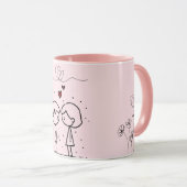 Pink Valentine’s Day Monogram Coffee Mug Tasse (VorderseiteRechts)