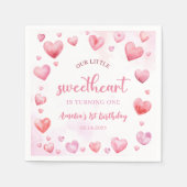 Pink Valentine Sweetheart Birthday Paper Napkin Serviette (Vorderseite)